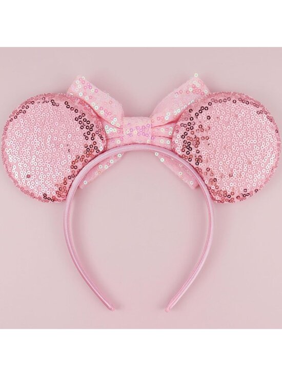 Women\'s Pink Polyester Sequin Bow Mickey Mouse Headband Hair Accessory